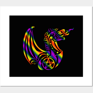 Pentacle Dragon 2- Rainbow Posters and Art